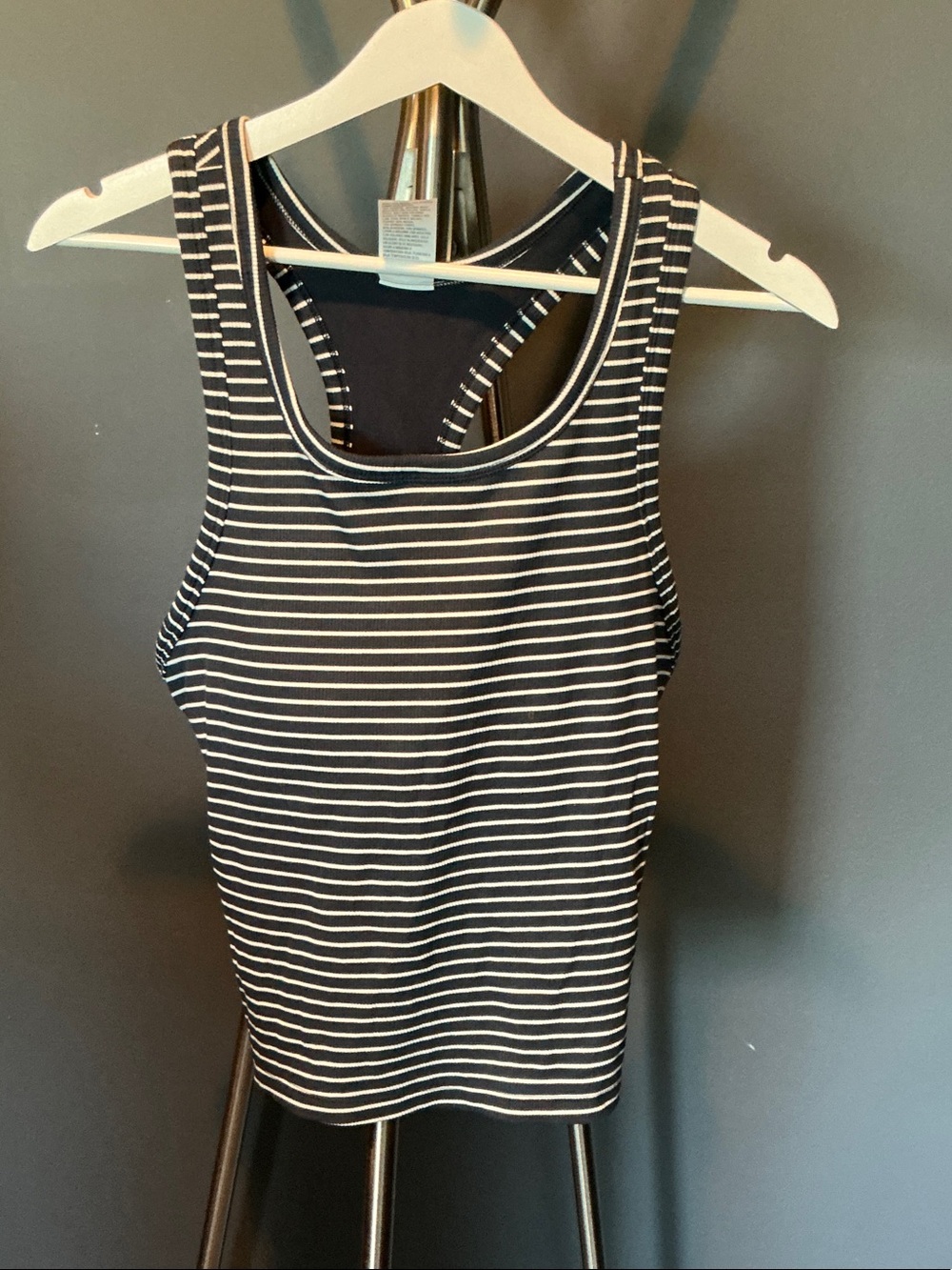 all in motion Black and White Striped Racerback Tank Top